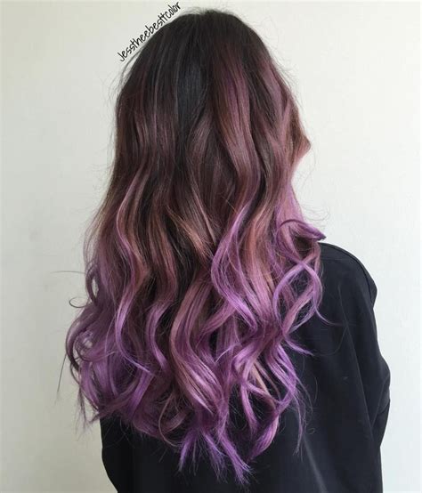 Long Brown To Purple Ombre Hair Brown To Purple Ombre Purple Hair Color Ombre Pretty Hair