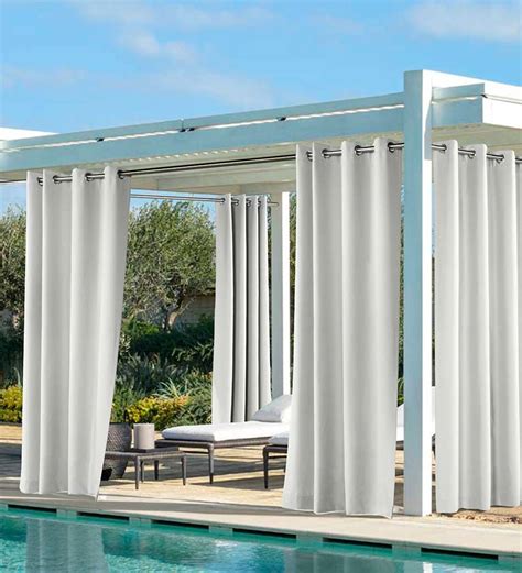 Coastal Solid Outdoor Curtain Panel With Grommets Plow And Hearth