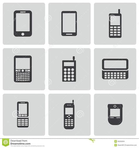 Vector Black Mobile Phone Icons Set Stock Vector