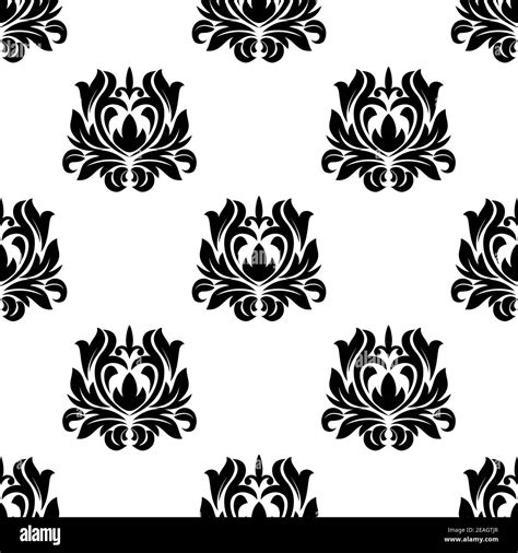 Diseño Sin Costuras De Motivos Arabescos Florales En Blanco Y Negro