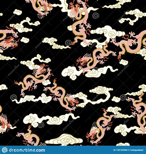 Dragon With Clouds Stock Illustration Illustration Of Frame 126155590