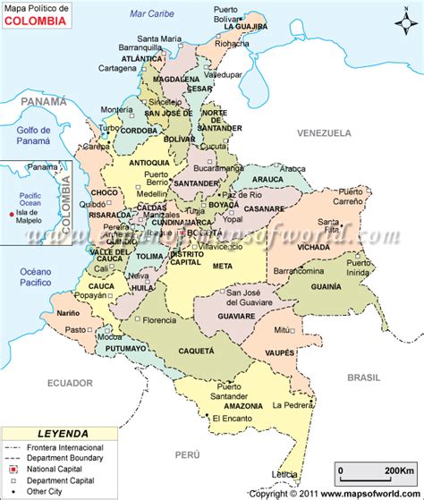 Mapa De Colombia Con Sus Departamentos