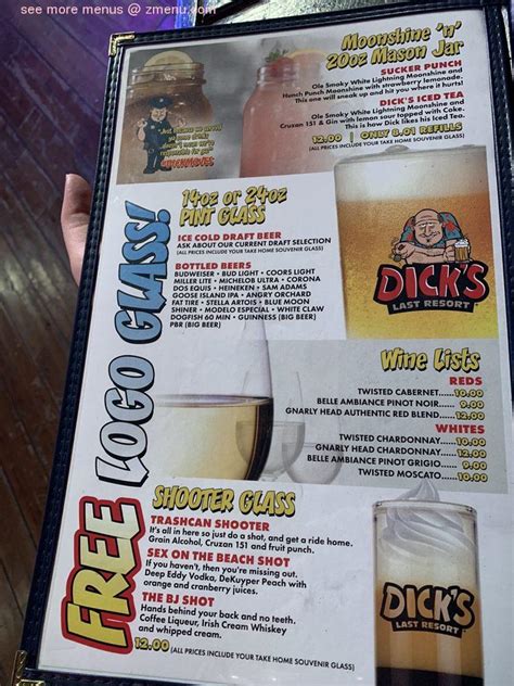 Online Menu Of Dicks Last Resort Restaurant Las Vegas Nevada Zmenu