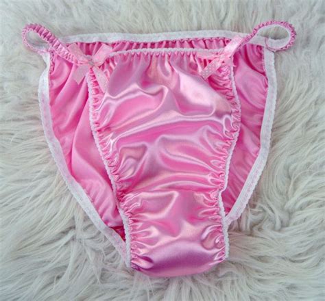 B Pink Satin Shiny Wetlook Stretch Thong Smooth Sissy Bikini Panties