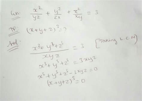 if x2 yz y2 zx z2 xy 3 then what is the value of x y z 3