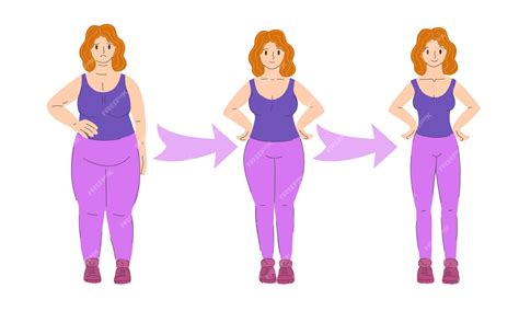 Premium Vector Fat Thin Before And After Weight Loss Obesity And Weight Loss Woman Overweight