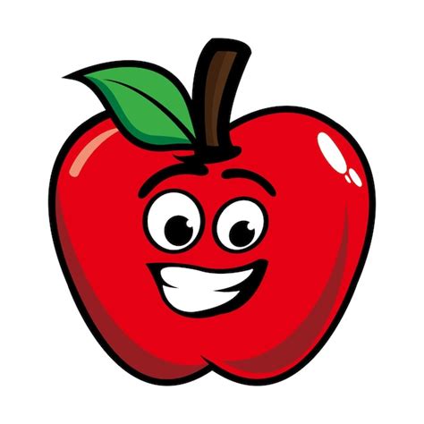 Premium Vector Cute Apple Mascot Design Character Isolated On A White