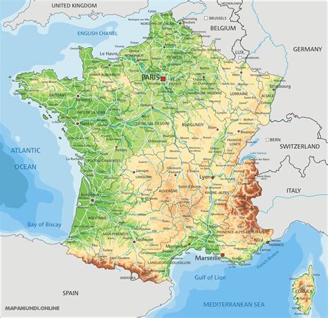 Mapa Fisico De Francia Mudo