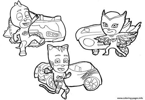 Catboy Owlette And Gekko Pj Masks Cars Disney Coloring Page Printable