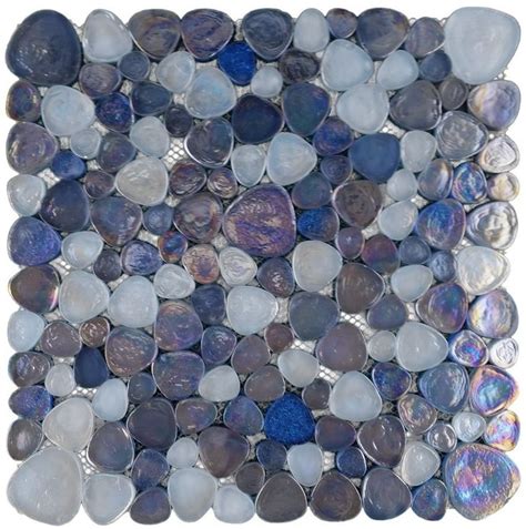 Hammered Blue Glass Pebble Mosaic Mosaic Tiles Pebble Mosaic Mosaic