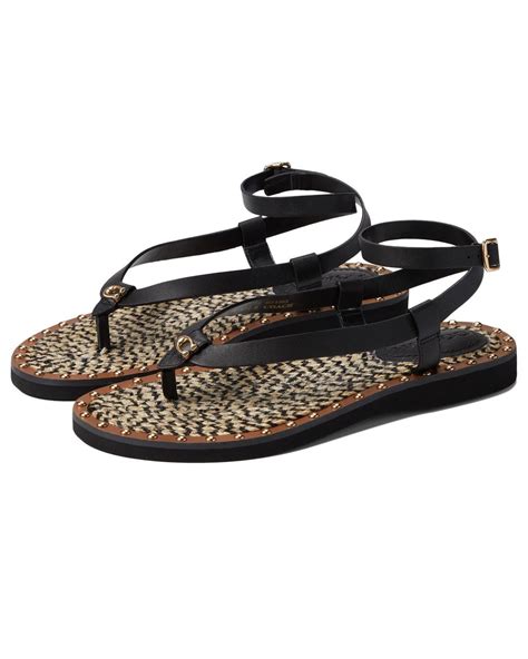 Coach Gracey Leather Sandal In Black Lyst