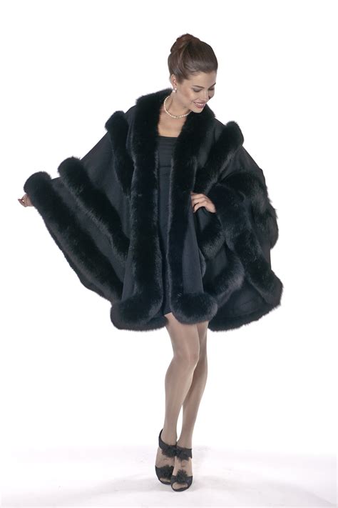 Black Fox Trimmed Plus Size Cashmere Cape Empress Madison Avenue Mall