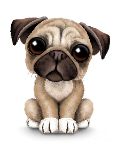 Cute Pug Puppy Dog Digital Art By Jeff Bartels Fine Art America