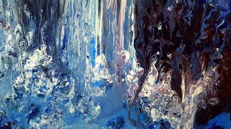 Waterfall Small Abstract Painting On Stretched Canvas