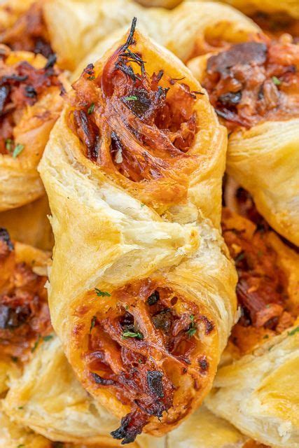 Set up pulled red meat and cheese down center of the pastry squares. Pulled Pork Pastry Puffs - only 4 ingredients! Great ...