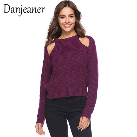 Danjeaner 2018 Autumn Pullovers Women Sexy Hollow Out Vintage Solid