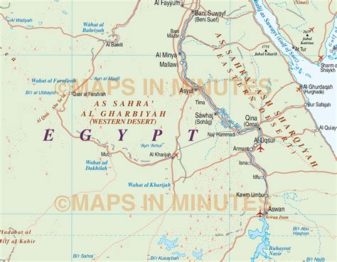 Egypt Country Map Plus Road And Rail