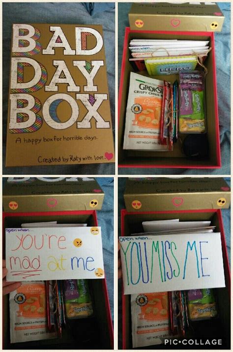 Diy gifts for women are perfect for putting tons of personal touches around your home. Bad Day Box!! Perfect gift for your boyfriend/girlfriend ...