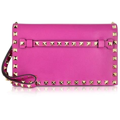 Valentino Rockstud Fuxia Leather Clutch 95440 Rub Liked On Polyvore