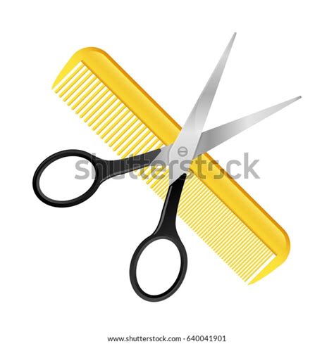 Crossed Scissors Comb Isolated On White Stock Vector Royalty Free