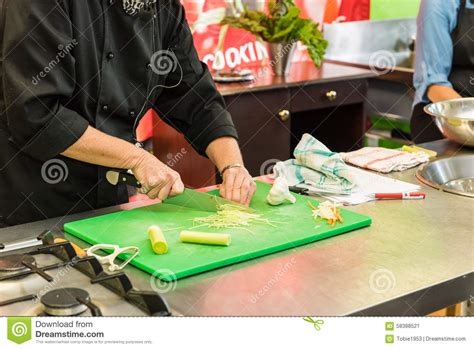 Practicing with one really will make you a better cook: Culinary School Knife Skills Training Stock Image - Image ...