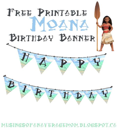 Moana Happy Birthday Banner Printable Free
