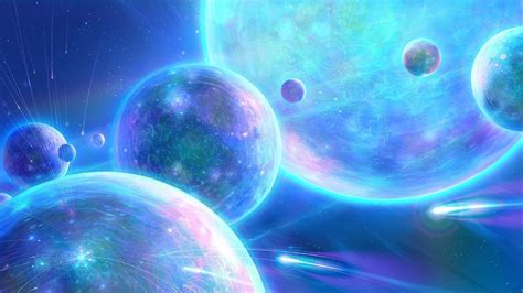 Blue And Purple Planets Art And Collectibles Painting Jan