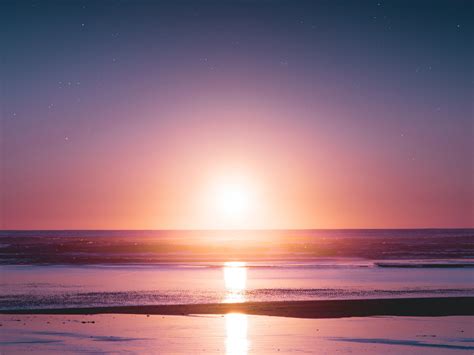 Sunset 4k Wallpaper Seascape Reflection Beach Seashore Dawn