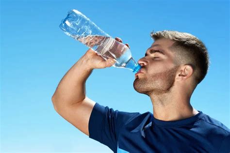 Man Drinking Water After Running Portrait Stock Image Everypixel