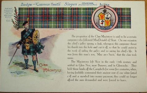 Clan Macintyre 1905 Scottish Clan Postcard Scottish Clans Clan