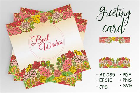 Floral Doodle Card Best Wishes Graphic By Bubushonok Art · Creative Fabrica