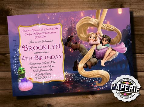 Printable Tangled Invitation Rapunzel Invitation Disney Etsy