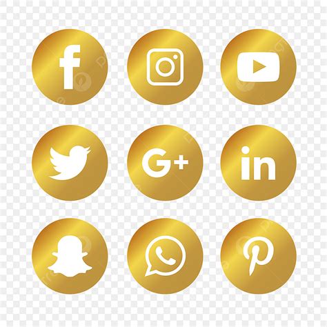 Set Social Media Vector Hd Images Golden Social Media Icons Set