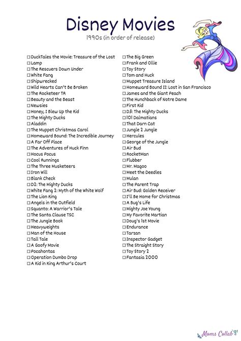 Fantasy, horror, superheroes, and more. Free Disney Movies List of 400+ Films on Printable ...