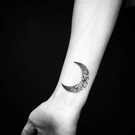 Dotwork Crescent Moon Wrist Tattoo By Alex Treze Wrist Tattoos For