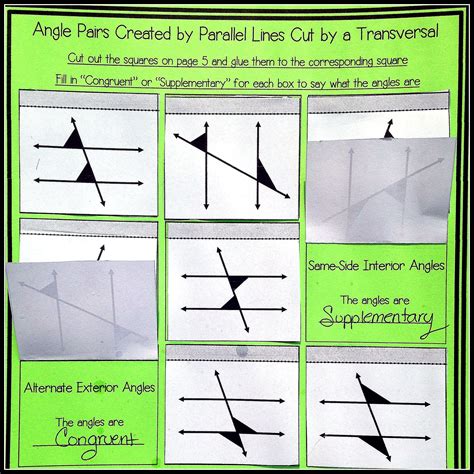 Parallel Lines Cut By A Transversal Notes And Worksheets Geometry