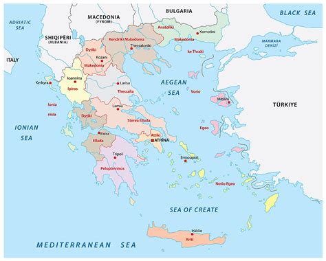 Multicolor Map Of Greece With Regions Free Vector Map Vrogue Co