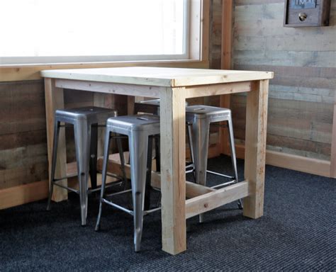 Bar height table made from self colour scaffold tube and fixings with a reclaimed scaffold board top. Ana White | Counter Height Farmhouse Table for Four - DIY Projects