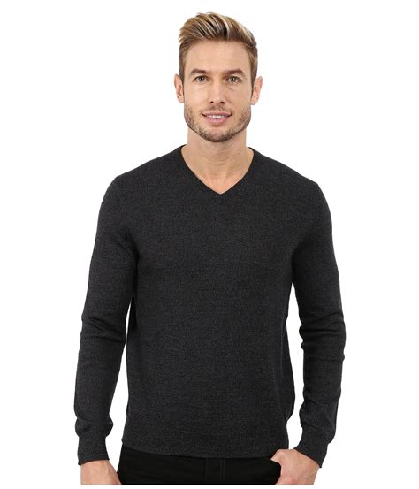 Calvin Klein Solid Merino V Neck Sweater In Black For Men Lyst