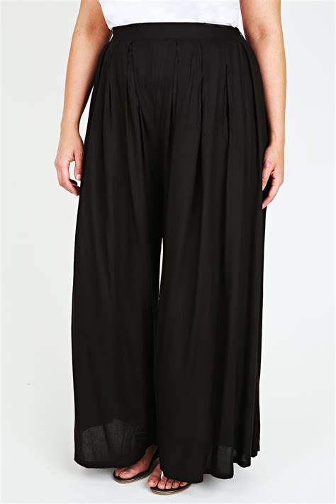 Black Extreme Wide Leg Trousers Plus Size 14 To 28