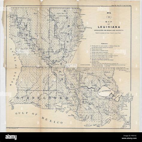 Mapa De Louisiana Que Representa La Tierra De Varios Distritos Desde