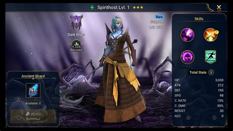 Raid Shadow Legends Unlocking Spirithost Rare Spirit Champion