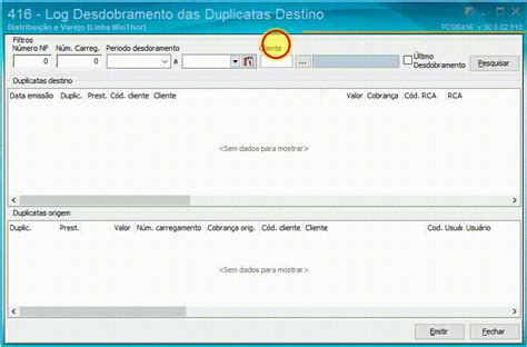 WINT Onde é possível visualizar o Log de desdobramento das duplicatas