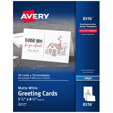 Avery Printable Greeting Cards With Envelopes Half Fold 55 X 85
