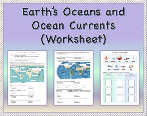 Earths Oceans And Ocean Currents Worksheet Printable And Distance