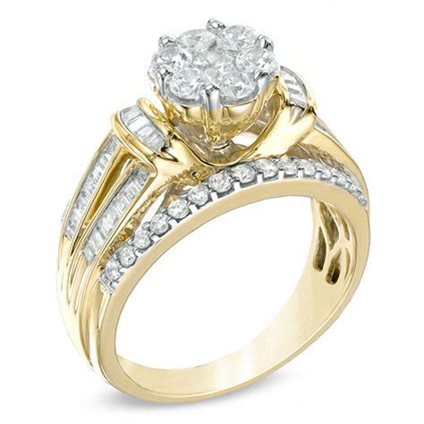 Previously Owned 1 14 Ct Tw Diamond Cluster Engagement Ring In