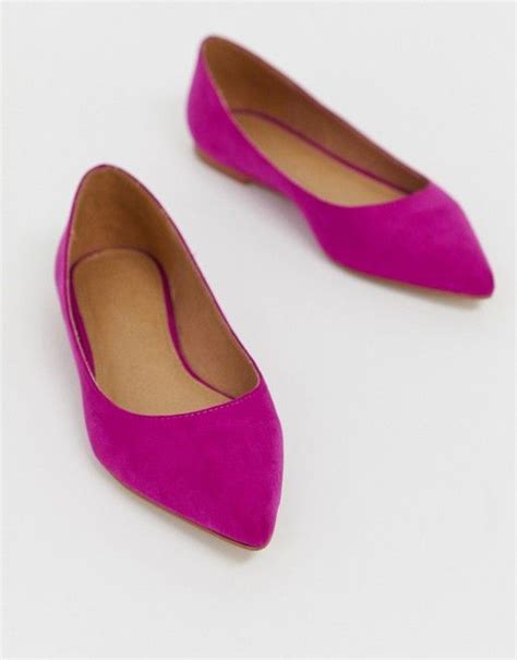 Asos Design Latch Pointed Ballet Flats In Fuchsia Asos Pointed