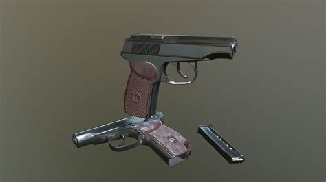 3D Model Makarov Pistol VR AR Low Poly CGTrader