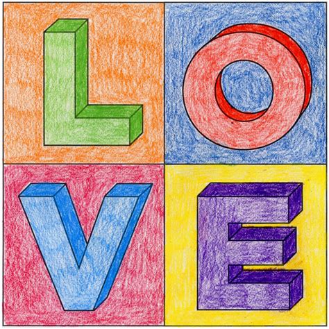 How To Draw 3d Block Love Letters And Coloring Page Artofit