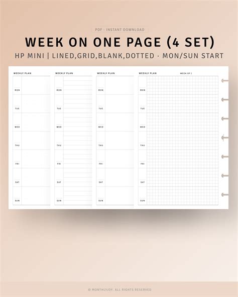 Printable Undated Weekly Agenda Template Week On One Page Happy Planner